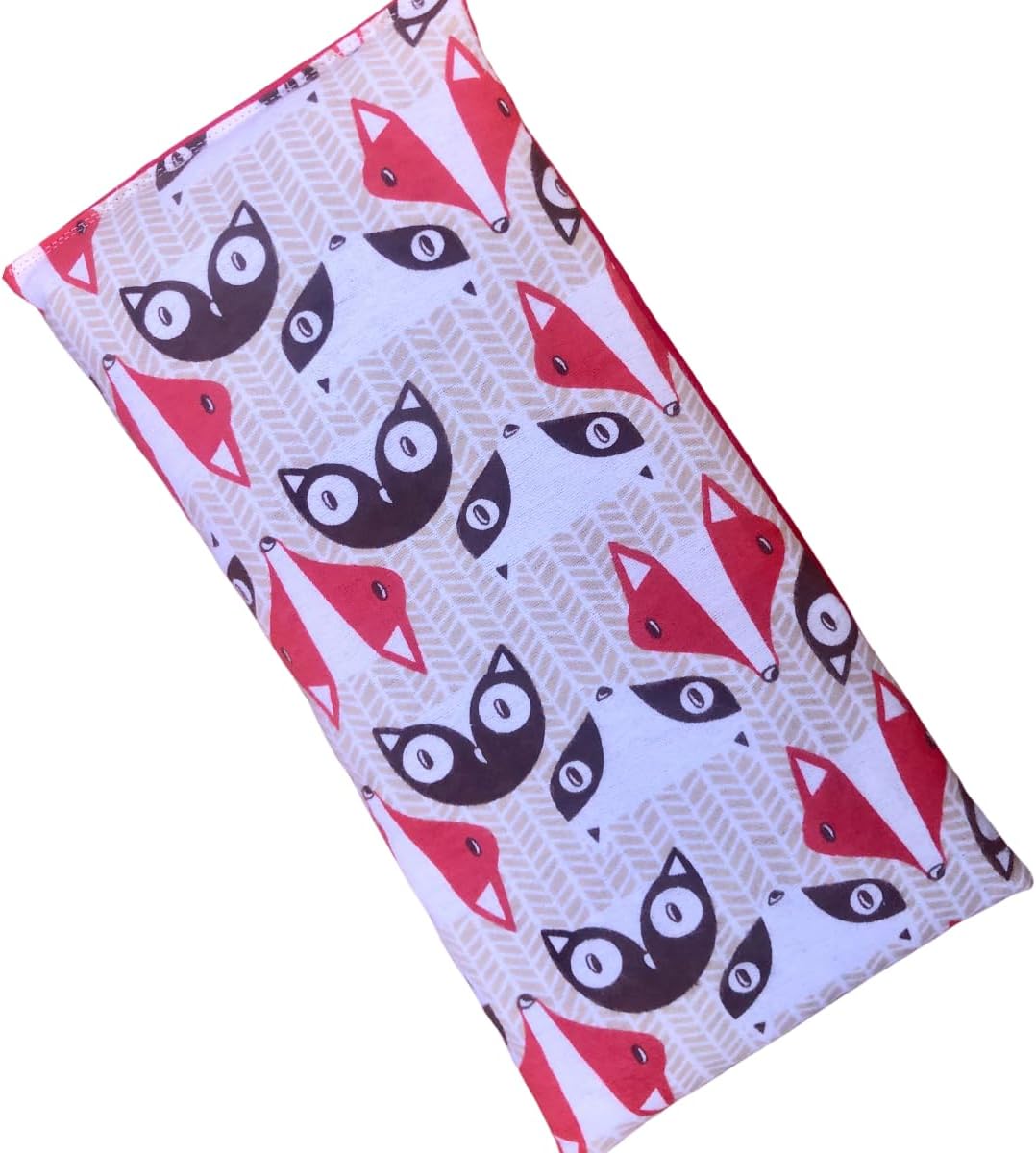 Microwave Heating Pad Filled With Flax Seed and Choice of Dried Herbs, Herbal Cold Pack, Good Size for Back Pain and Cramps, Hot and Cold Therapy, 6" x 12" (Red Fox, Lavender)