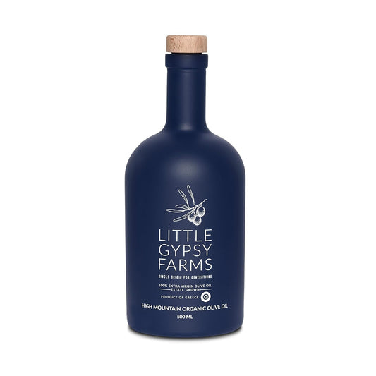 High Mountain Organic EVOO from Little Gypsy Farms | Extra Virgin Olive Oil from a Single Estate in Greece | First Cold-Pressed | High Polyphenols & Amino Acids | Non-GMO | 500ml