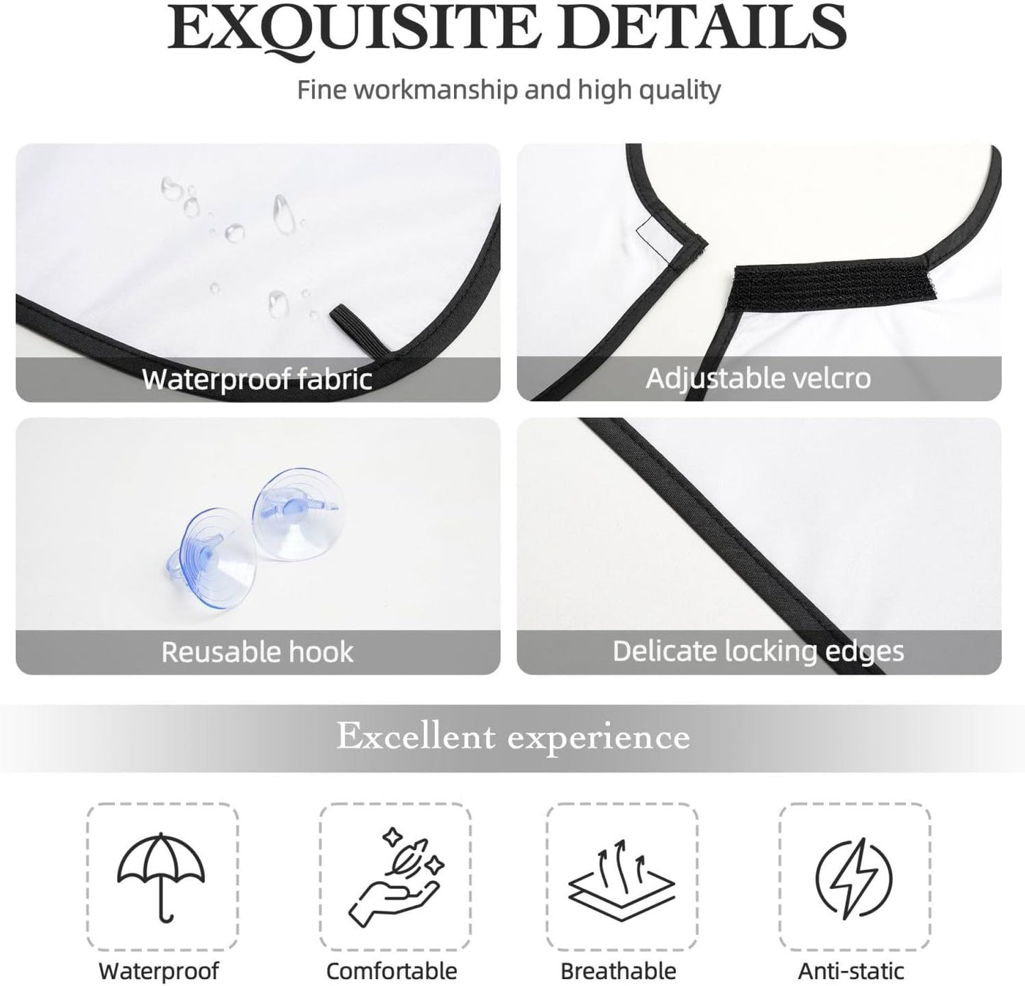 Waterproof Grooming Apron, Non-Stick Beard Bib with Suction Cups, for Vintage Barber Shop Tools