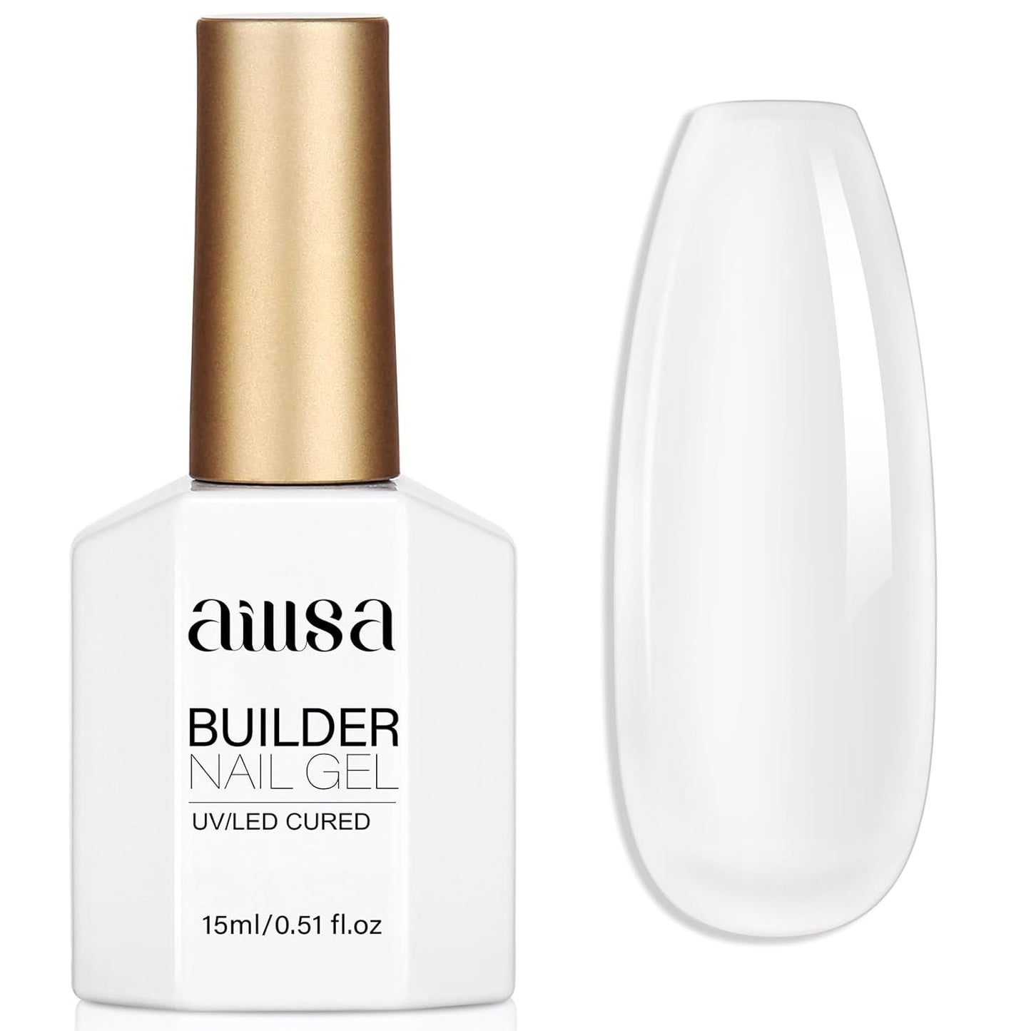 AILLSA Clear Builder Gel for Nails 7 in 1 Strengthener & Thickening Gel Polish Natural Nail Enhancement Extension Hard Gel Salon and DIY Beginner Friendly 0.51 Oz