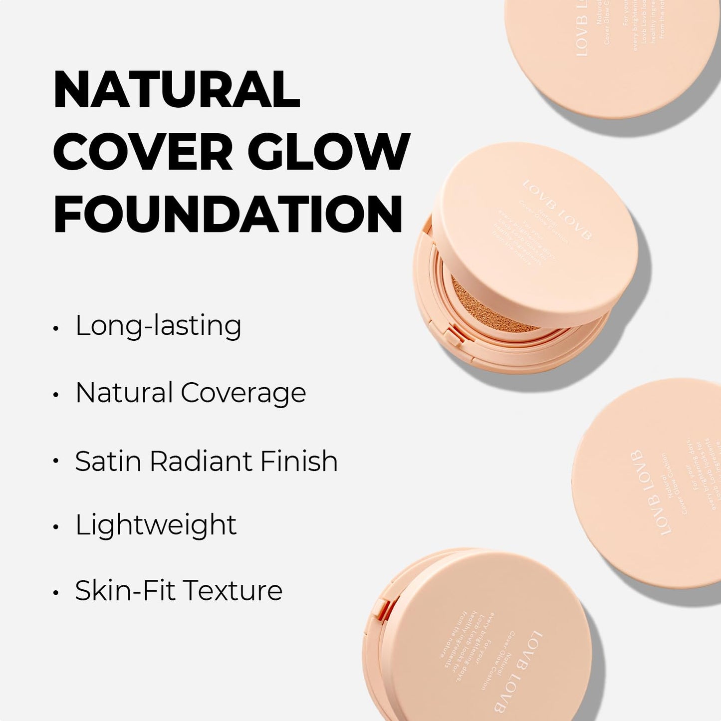 Natural Cover Glow Cushion Foundation | Satin Radiant Finish | Korean Foundation Makeup | Long-Lasting Natural Coverage | for All Skin Types 0.42 oz. (21P Porcelain Ivory)