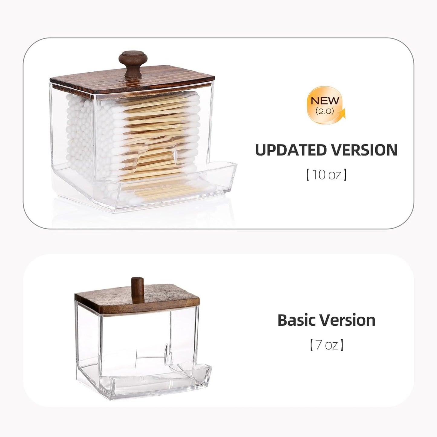 Tbestmax Qtips Holder Bathroom Container, 10oz Big Qtips Dispenser Cotton Ball Holder, Clear Plastic Apothecary Jar Organizer for Storage Cotton Swab, Cotton Round Pads, Floss Picks