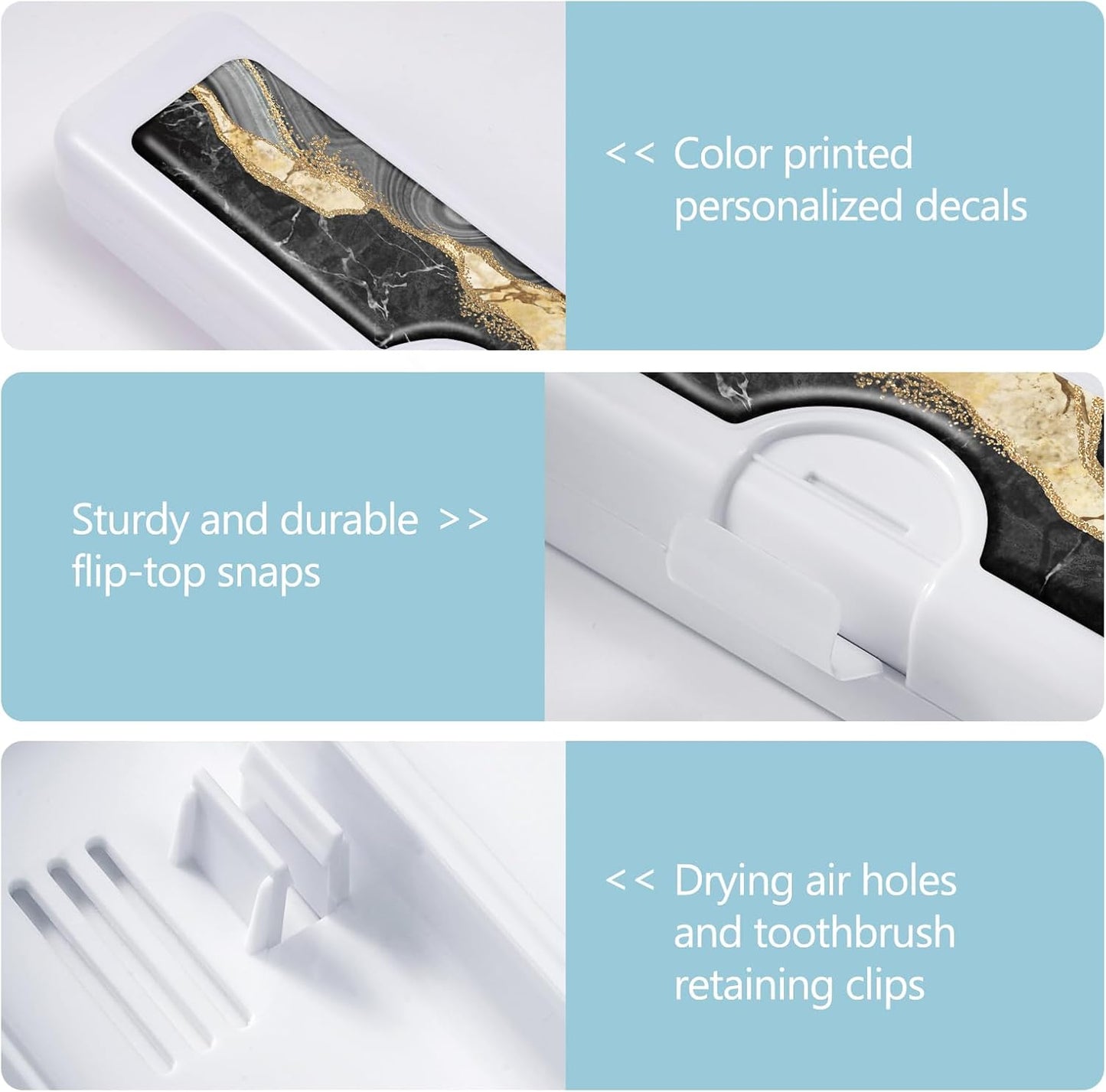 Toothbrush Travel Case - Colorful Pattern, Holder and Covers for Toothbrushes, Includes Tongue Scraper Case