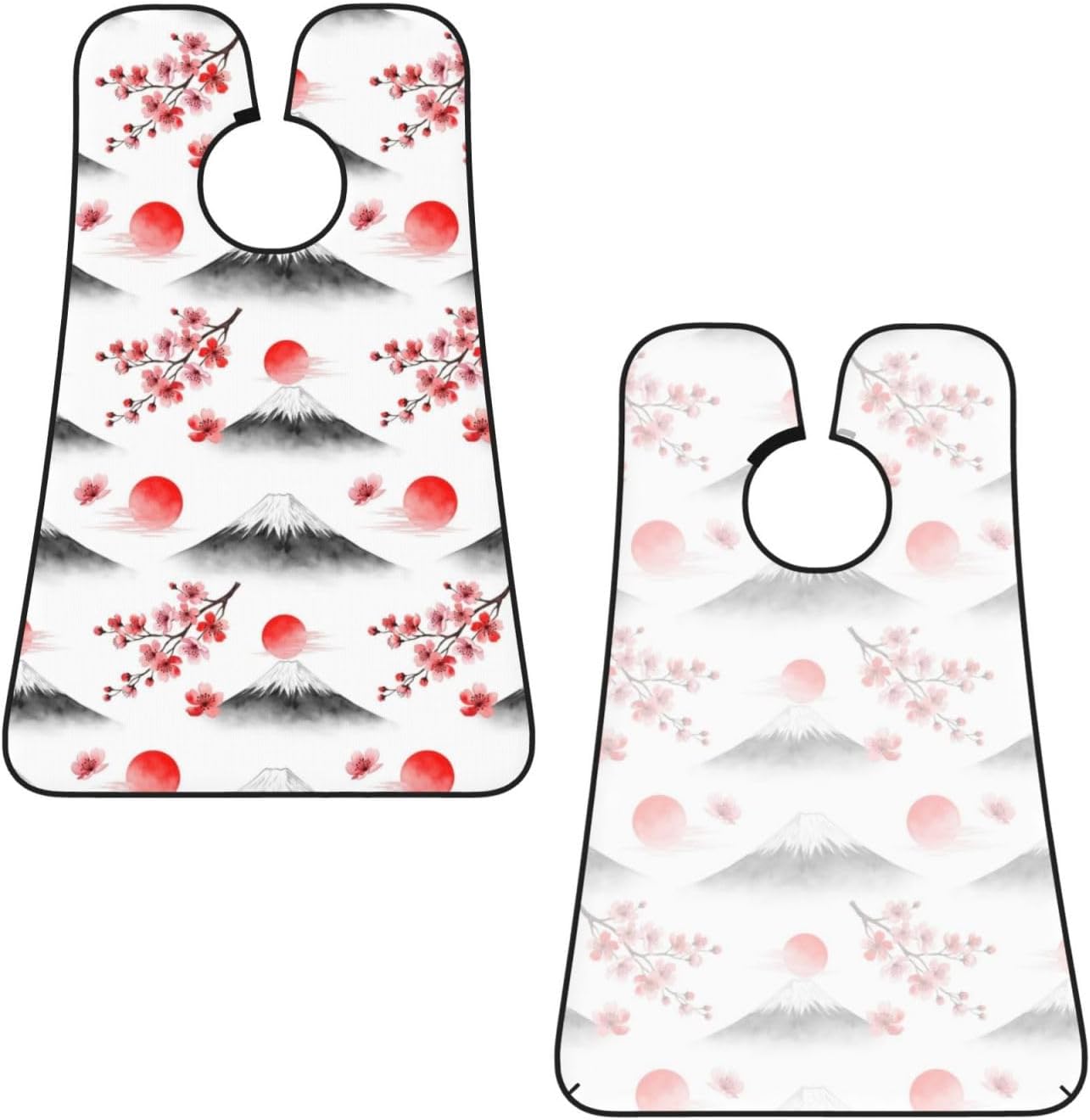 Men's Shaving Accessory Japanese Blossom Watercolor Cherry Flower Mountain, Waterproof Beard Apron with Hair Catcher & Suction Cups