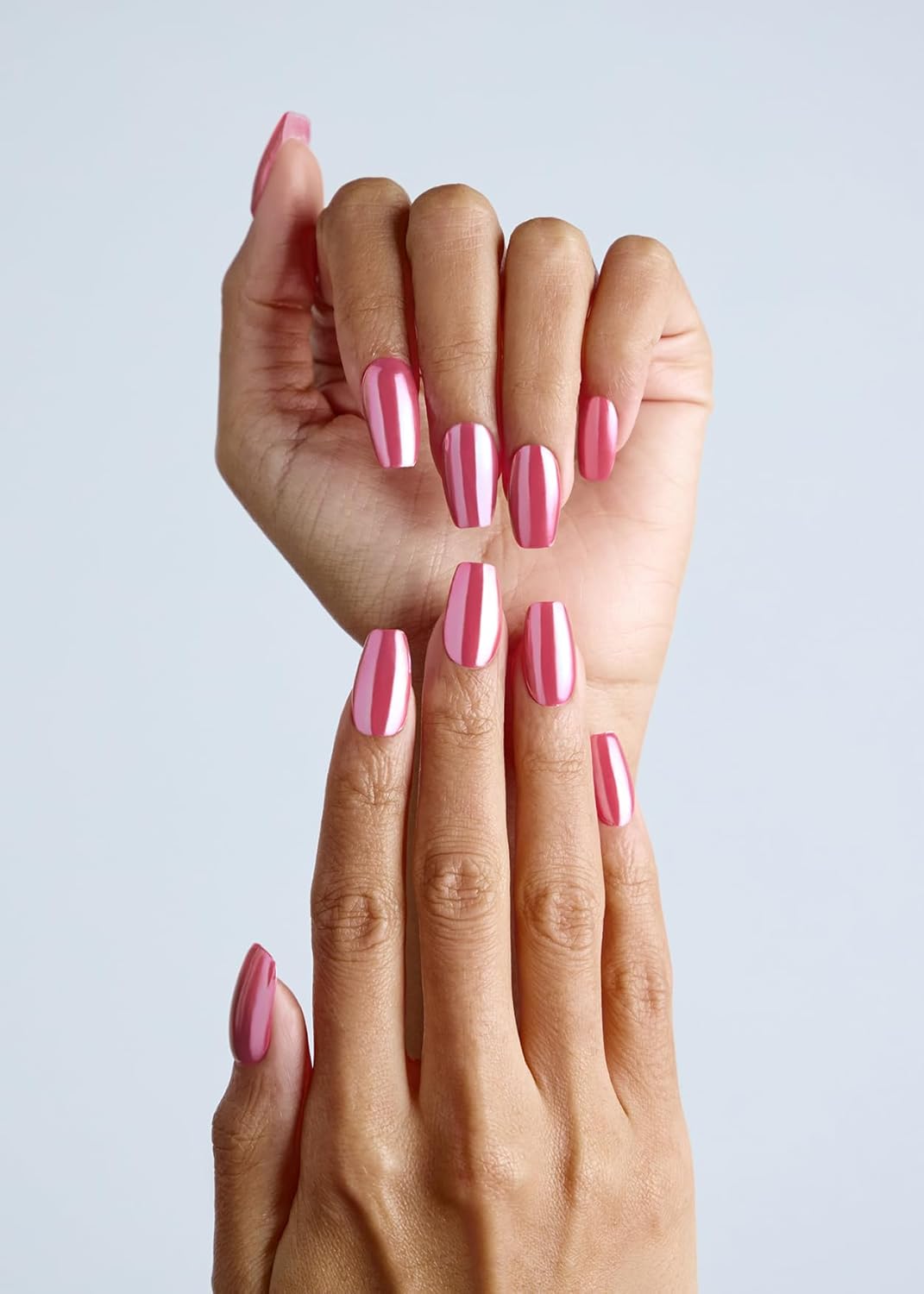 ohora Semi Cured Gel Nail Strips (N Pink Chrome) - Pink, Chrome, Works with Any UV/LED Lamps, Salon-Quality, Long Lasting, Easy to Apply & Remove - Includes 2 Prep Pads, Nail File & Wooden Stick