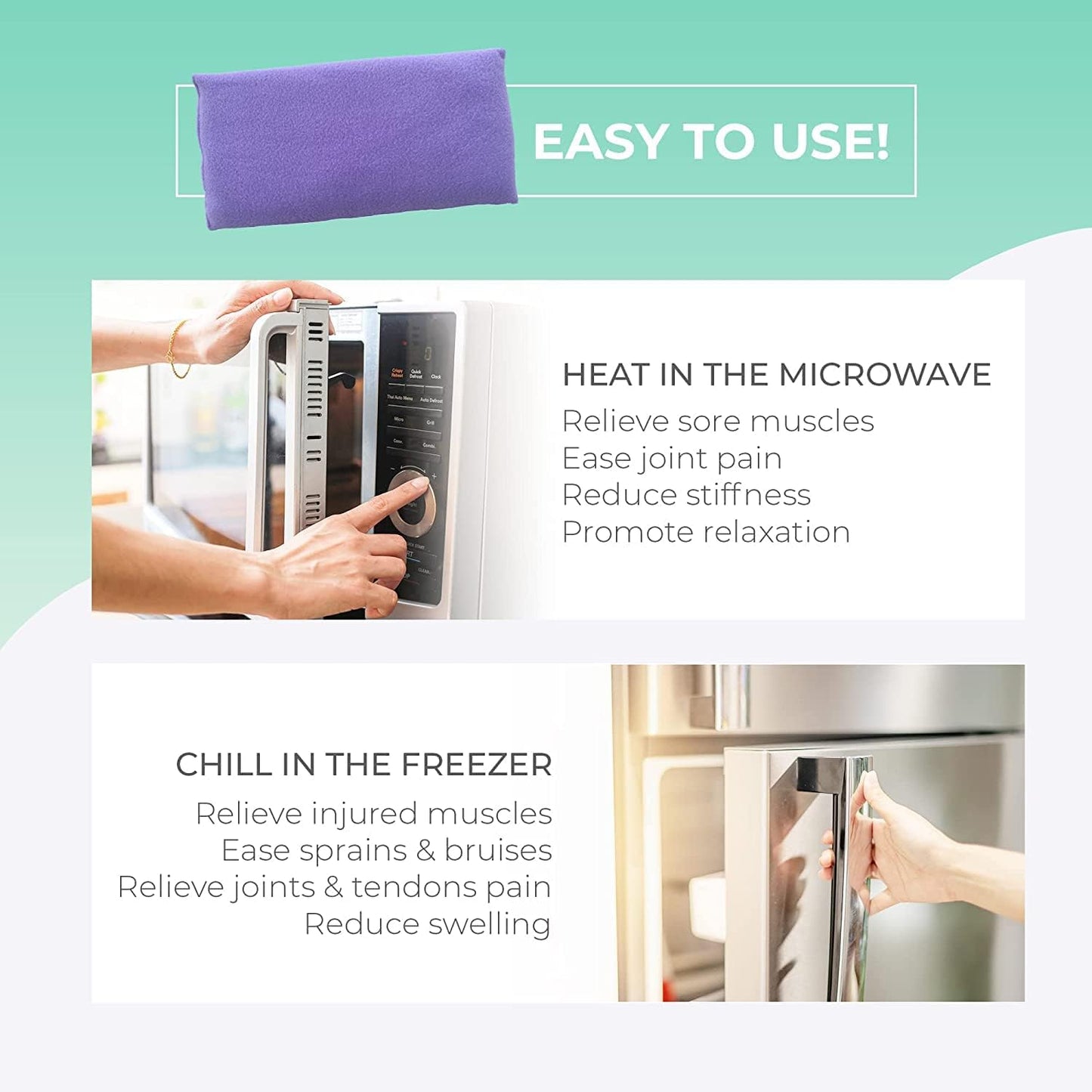 Microwavable Heating Pads for Lower Back and Shoulder - Microwave Hot Pack Heat Pad for Cramps - Heated Pad Therapy - 3 Packs Purple - Lavender Scent
