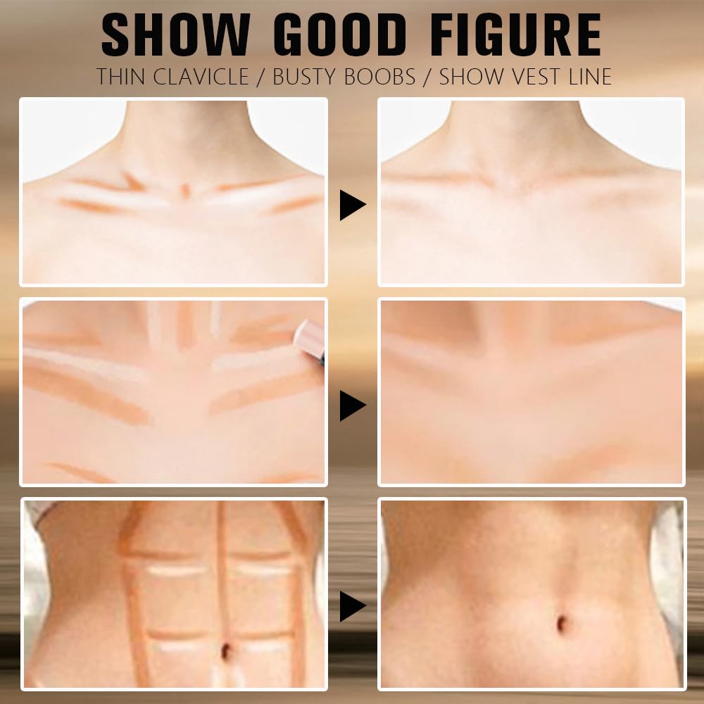 evpct Nude Brown & Nude Cream Contour Stick Face Body Makeup Dual Ended, no Transfer Waterproof 2 in 1 Cream Concealer Stick Contouring Makeup, Nose Contour Bronzer Sticks Face Highlighter Make up