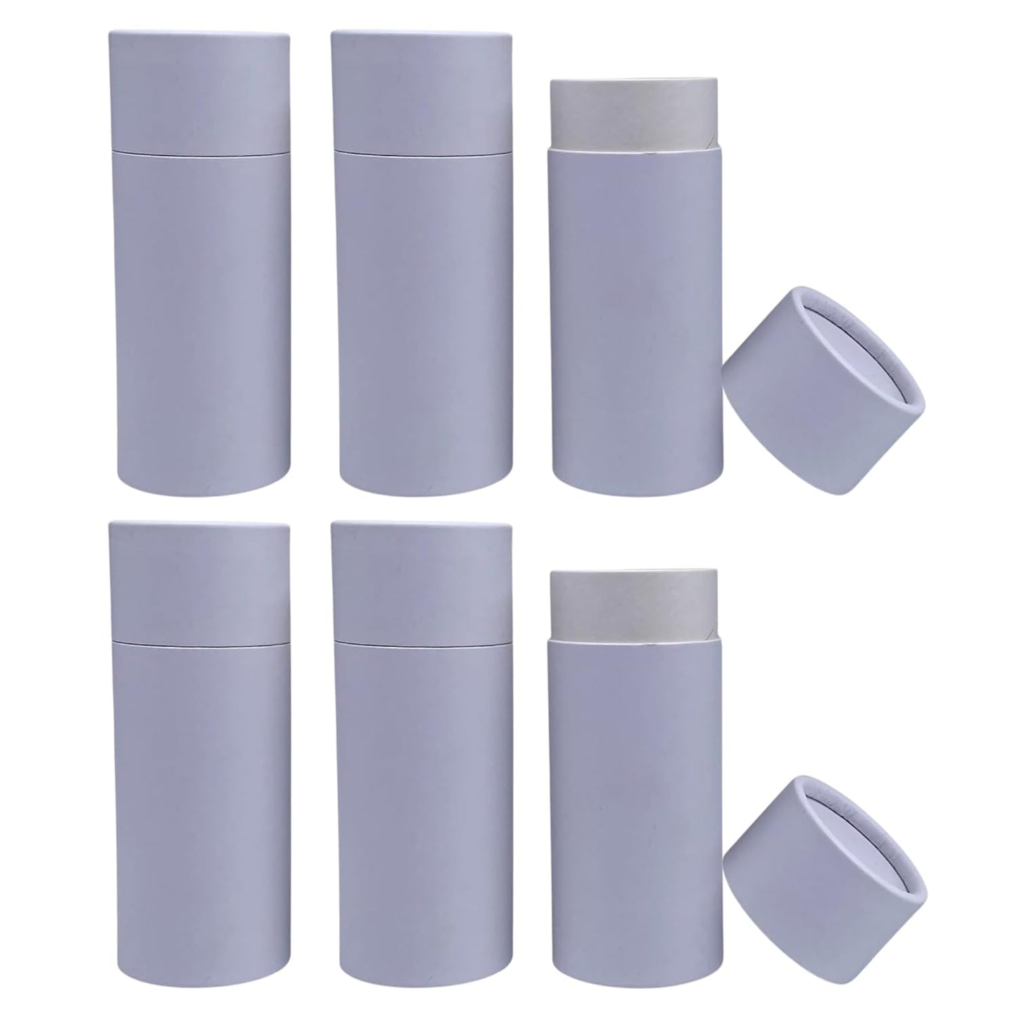 GreenWay 2.5oz / 70g Kraft Paperboard Deodorant Tubes with Lids - 6 Pack Solid Perfume Tubes Refillable DIY Cosmetic Containers - Deodorant Containers Lotion Tubes Empty Holder Tubes Kraft - White