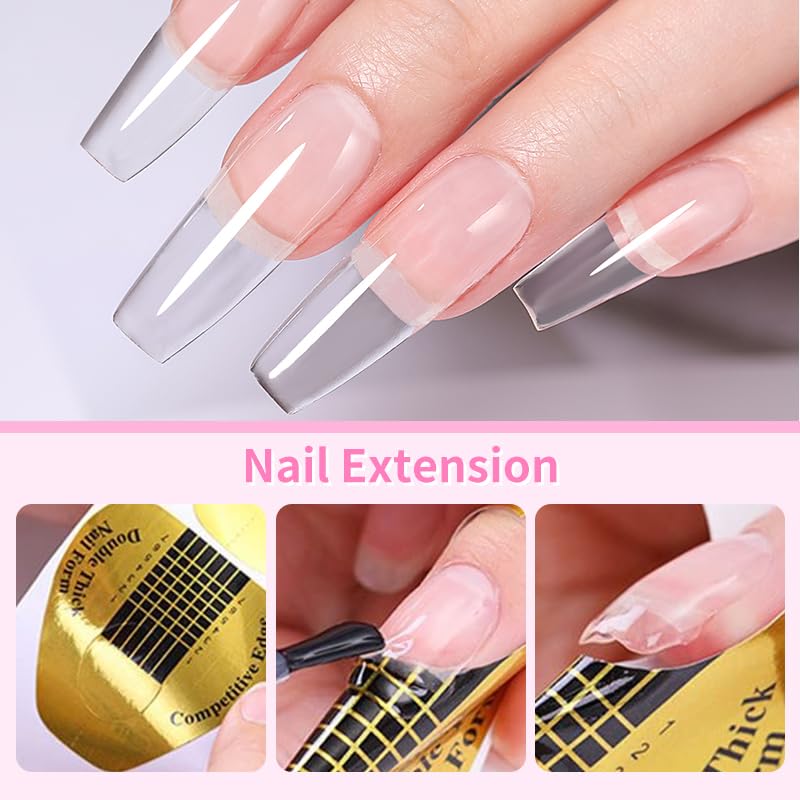 Born Pretty Nail Glue for Tips, 6 in 1 Gel Nail Gel Extension Gel,Blooming Gel,Base Gel Top Coat,Builder and Strengthener Gel for Nail Art Design