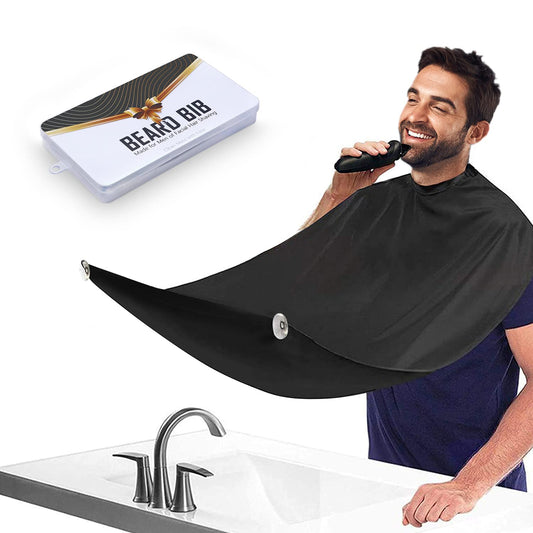 Beard Bib Apron for Men, Christmas Day Gift Beard Trimming Catcher Bib for Shaving & Hair Clippings, Waterproof Non-Stick Hair Catcher Grooming Cloth with 2 Suction Cups