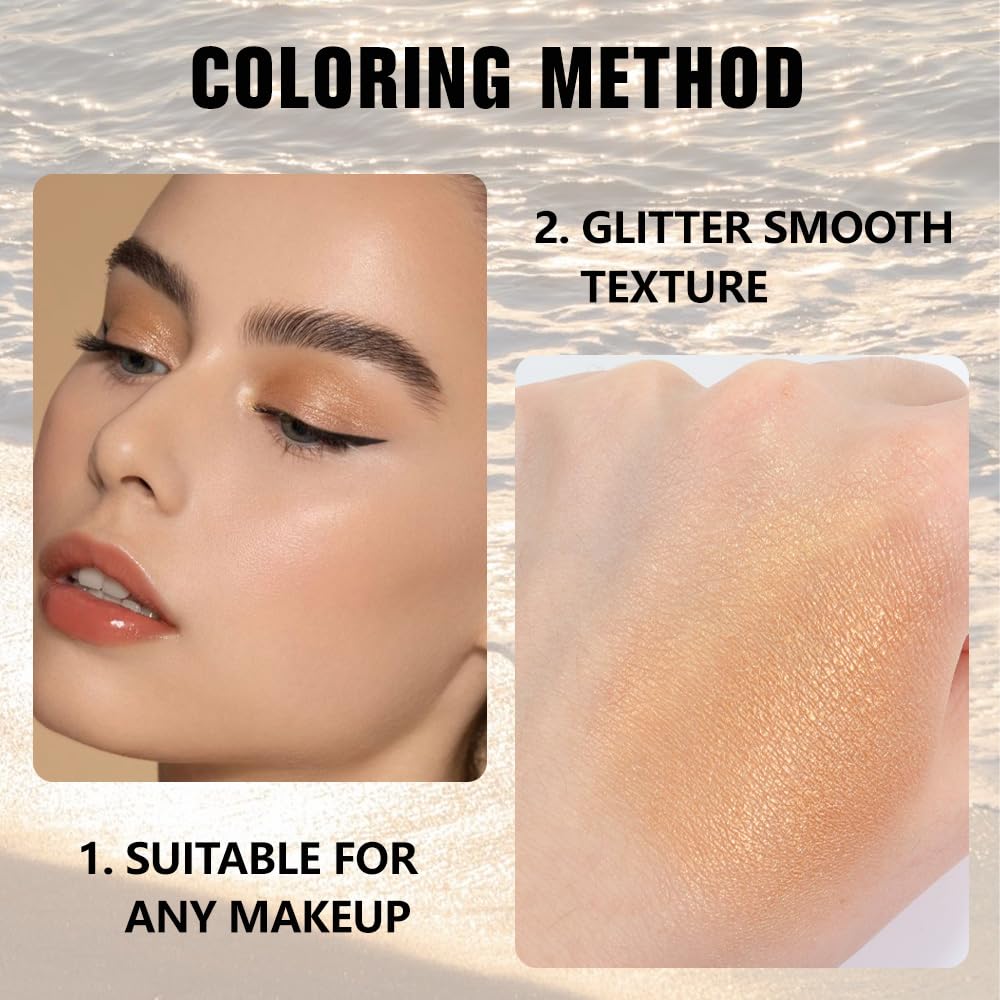 evpct Gold Single Eye Shadow Palette Makeup for Older Women, Gold Bronze Copper Brown Shimmer Glitter Sparkly Metallic Cream Eyeshadow Palette Brightener Makeup, High Pigment Monochrome Mini Eyeshadow