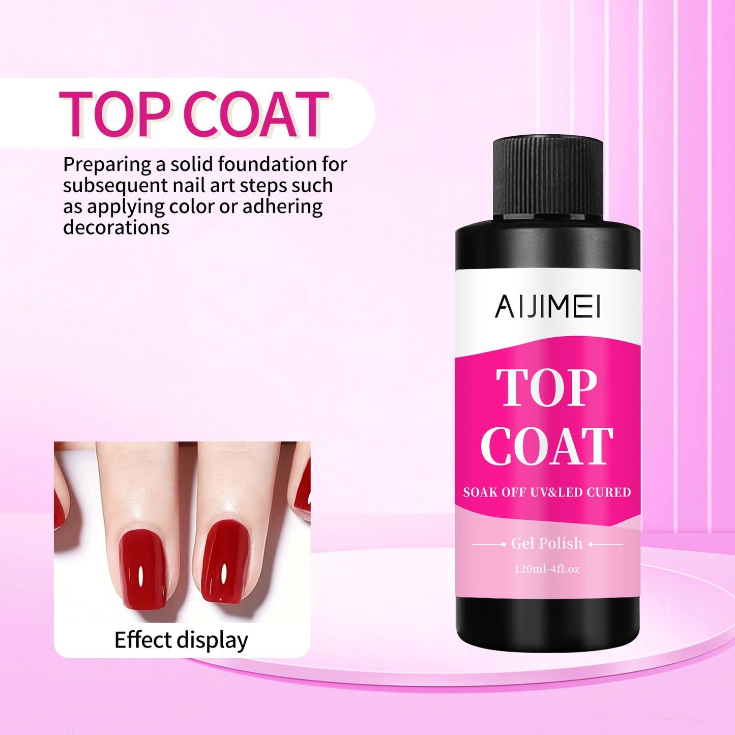 AIJIMEI 120ml Top Coat Nail Polish Premium Gel Top Coat 4 Fl Oz Long Lasting,Top Coat for Gel Nail Polish – Nail Art Topcoat for Salon-Grade Nails at Home