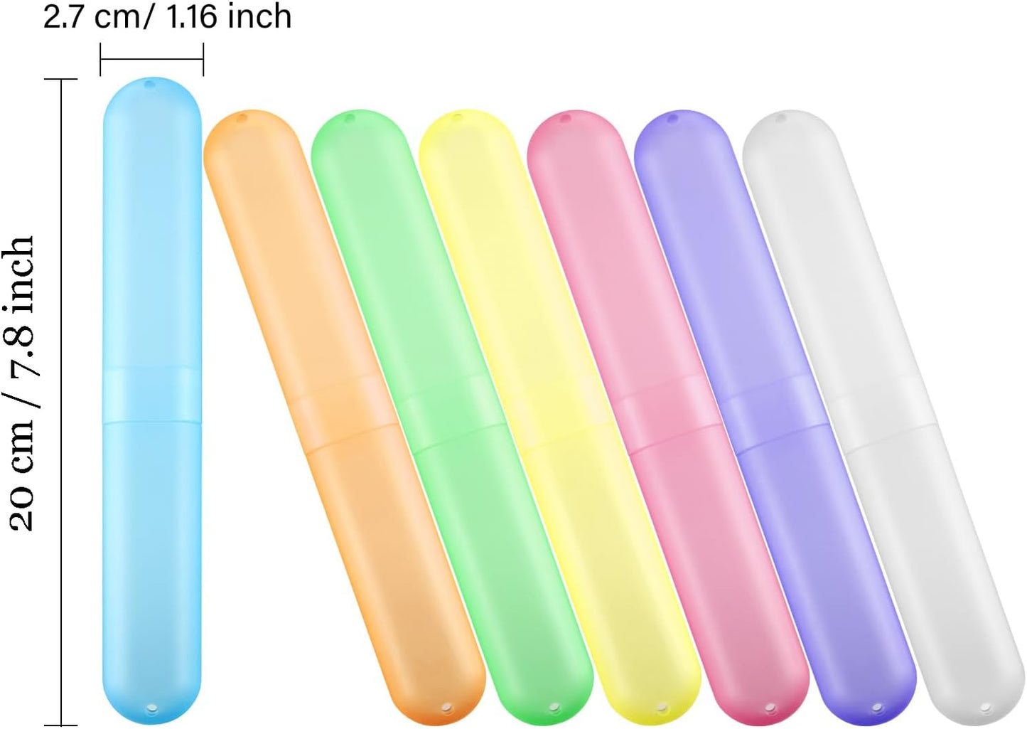 Boao 20 Pieces Travel Toothbrush Case Holder, Portable Toothbrush Storage, Classroom Pencil Case for Kids, 7 Assort Color Toothpaste Cover Protector for Travel Use