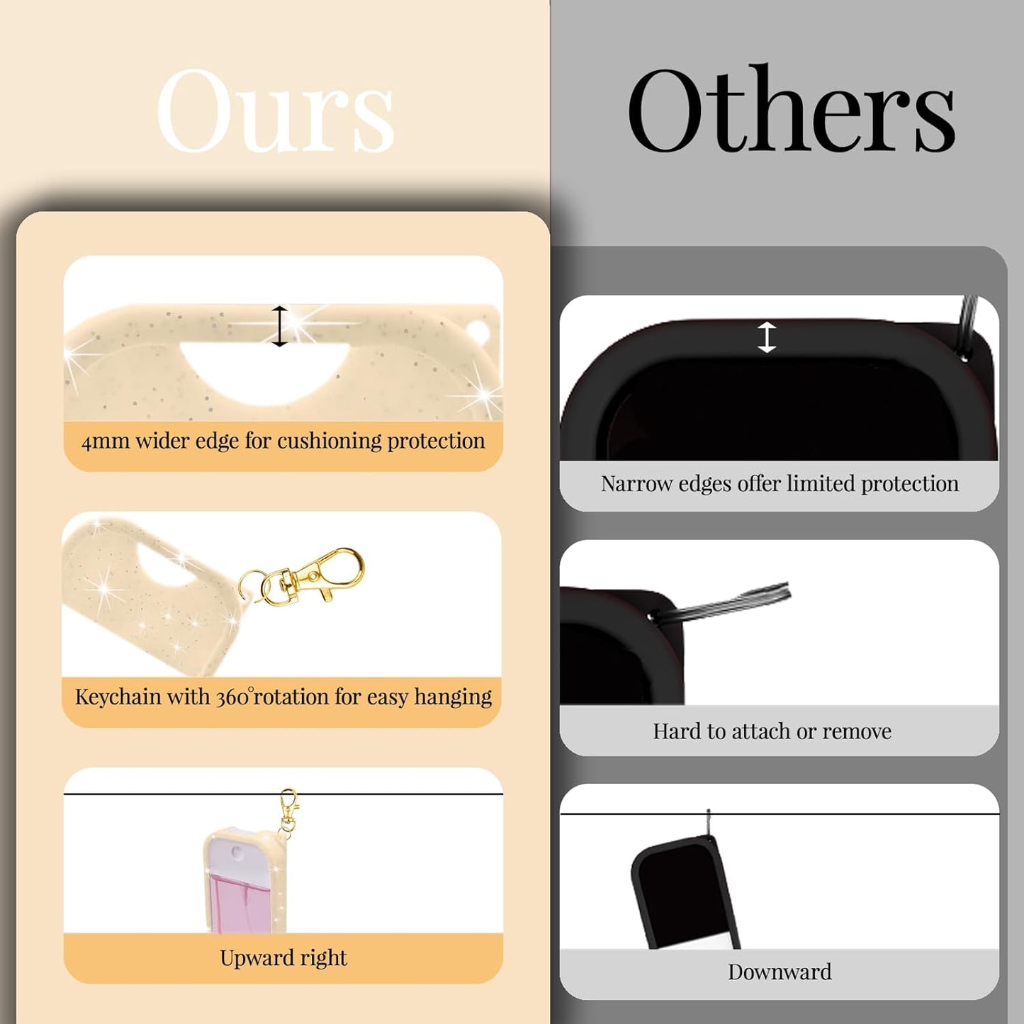 VANEST Silicone Case Compatible with Touchland Hand Sanitizer Spray, Protective Case with Keychain for Spray 1 fl oz