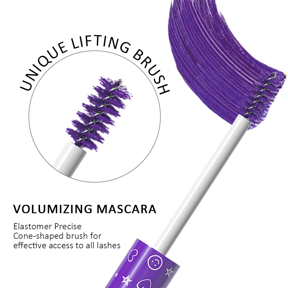 Colored Mascara for Eyelashes Set,Colorful Waterproof Mascara for eyelashes Long lasting Charming Voluminous for Women Halloween Eye Makeup (1Pcs 08#Purple, F)