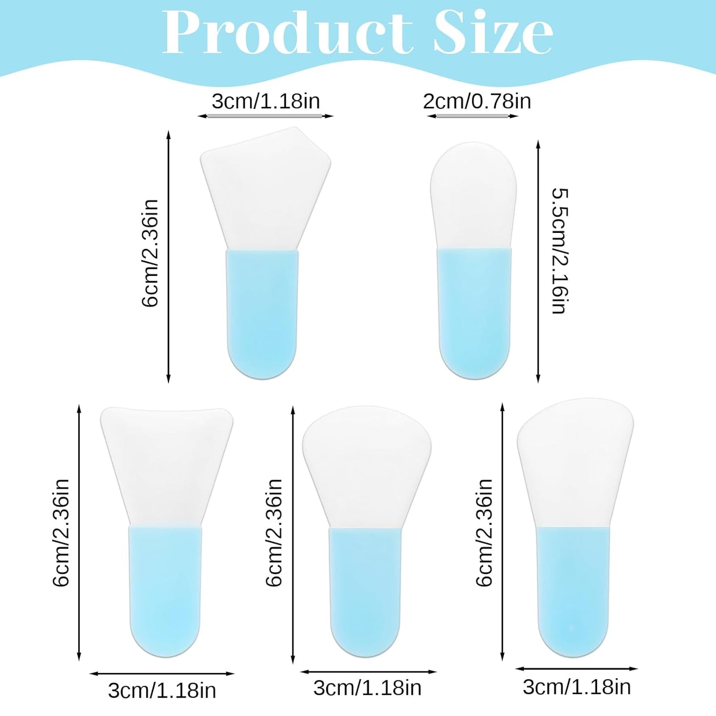 5 PCS Silicone Face Mask Applicator, Mini Makeup Spatula Portable Beauty Tools Set for Facial Mud, Cosmetic Mask, Facial Clay, Eye Cream, Body Lotion, Body Butter, Serum, Blue