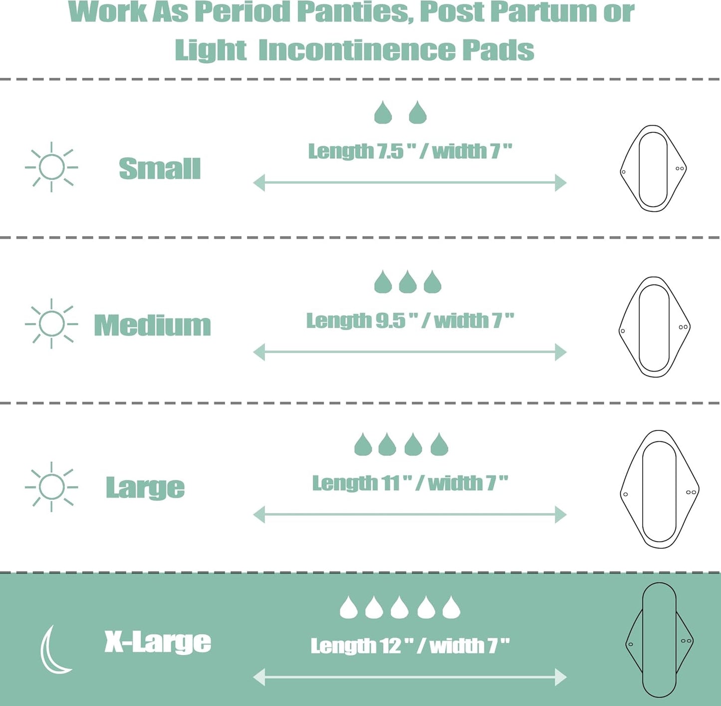 Wegreeco Cloth Menstrual Pads - Soft Washable Pads for Women - Reusable Panty Liners for Women - 6 Pack with 1 Cloth Mini Wet Bag (Large, Chrysanthemums)