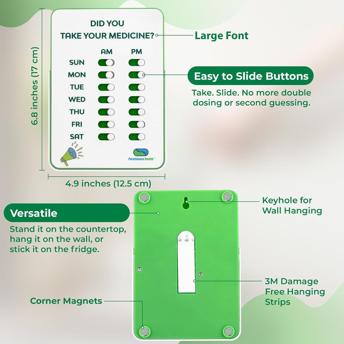 Medication Tracker & Pill Reminder | Visual Reminder Alarm | 7 Day AM PM Medication Reminder | Take and Slide | No More Second-guessing or Double-dosing | Perfect for The Elderly (Two Column English)