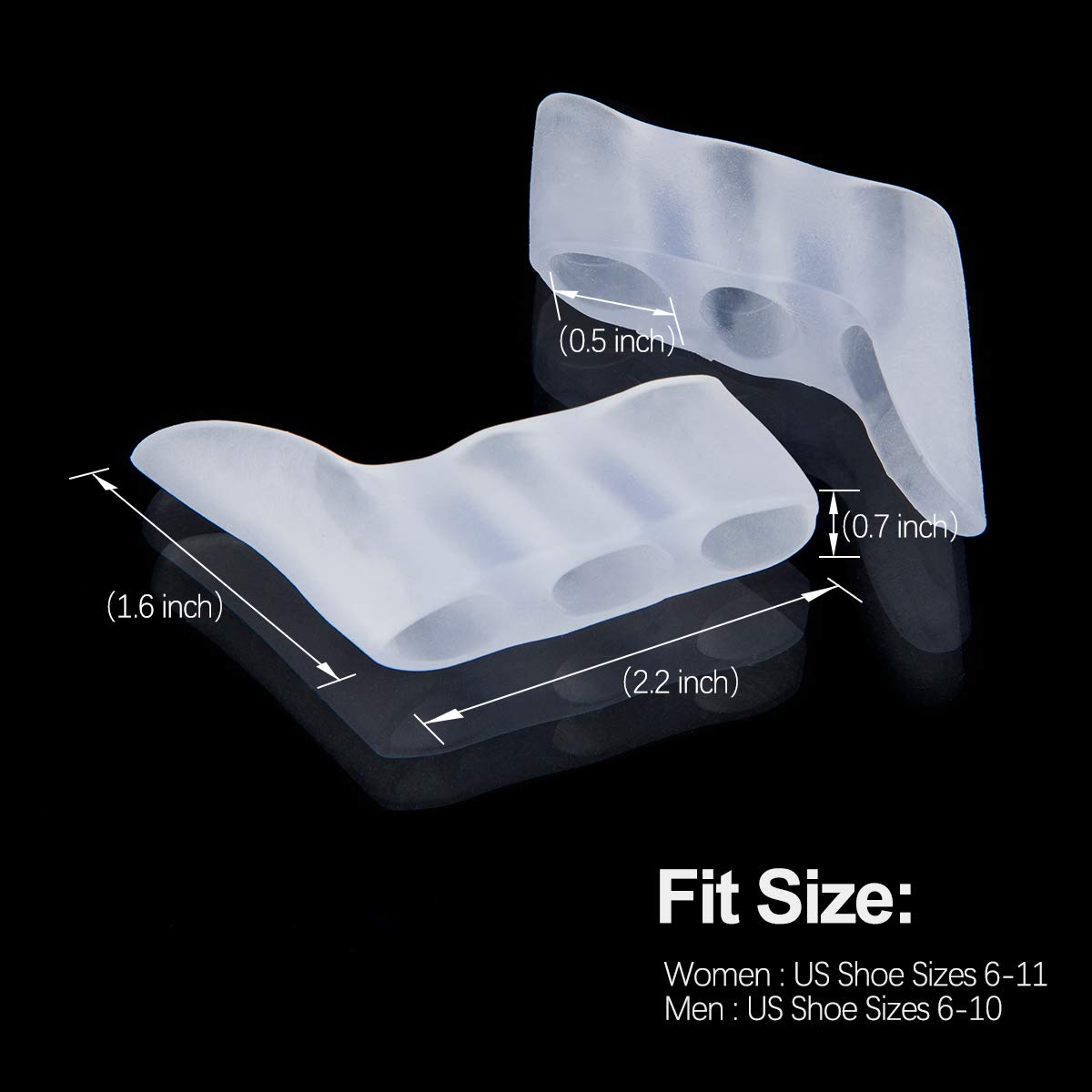 Toe Spacers, Pinky Toe Separators Straightener with 3 Loops for Curled Toes/Overlapping Toes/Foot Pain/Bunion Corrector and Bunion Relief for Men Women, 6 Pcs/ 3 Pairs