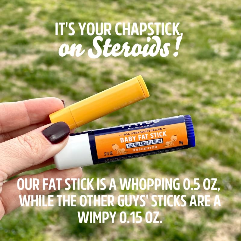 FATCO Fat Stick and All Purpose Baby Moisturizing Stick for Diaper Rashes, Dry Skin, and Chapped Lips - Unscented (0.5 oz)