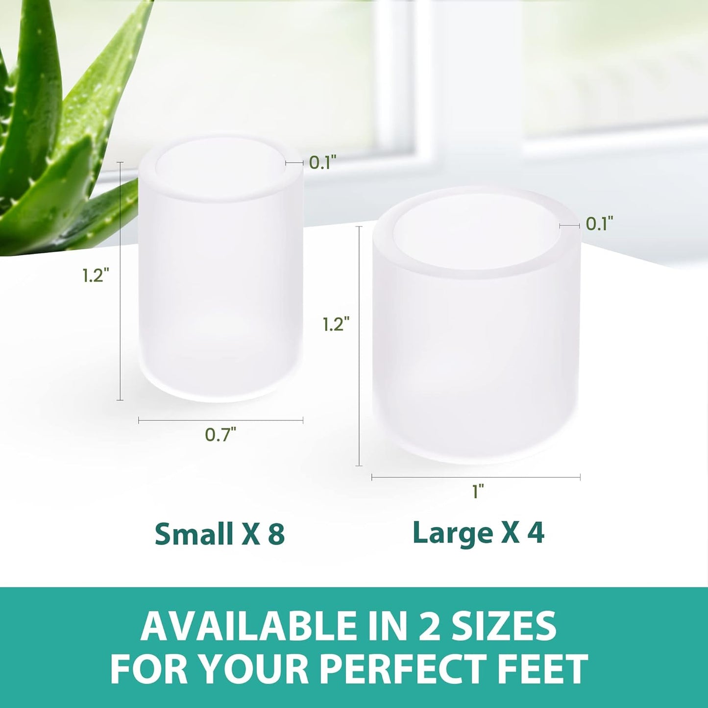 Welnove Toe Protectors – 12-Pack Aloe Vera Extract Infused Silicone Toe Sleeve Toe Covers for Hammer Toes, Corns, Calluses, Blisters – Soft Gel Protector Toe Cushions for Pain Relief (Multi-Size)