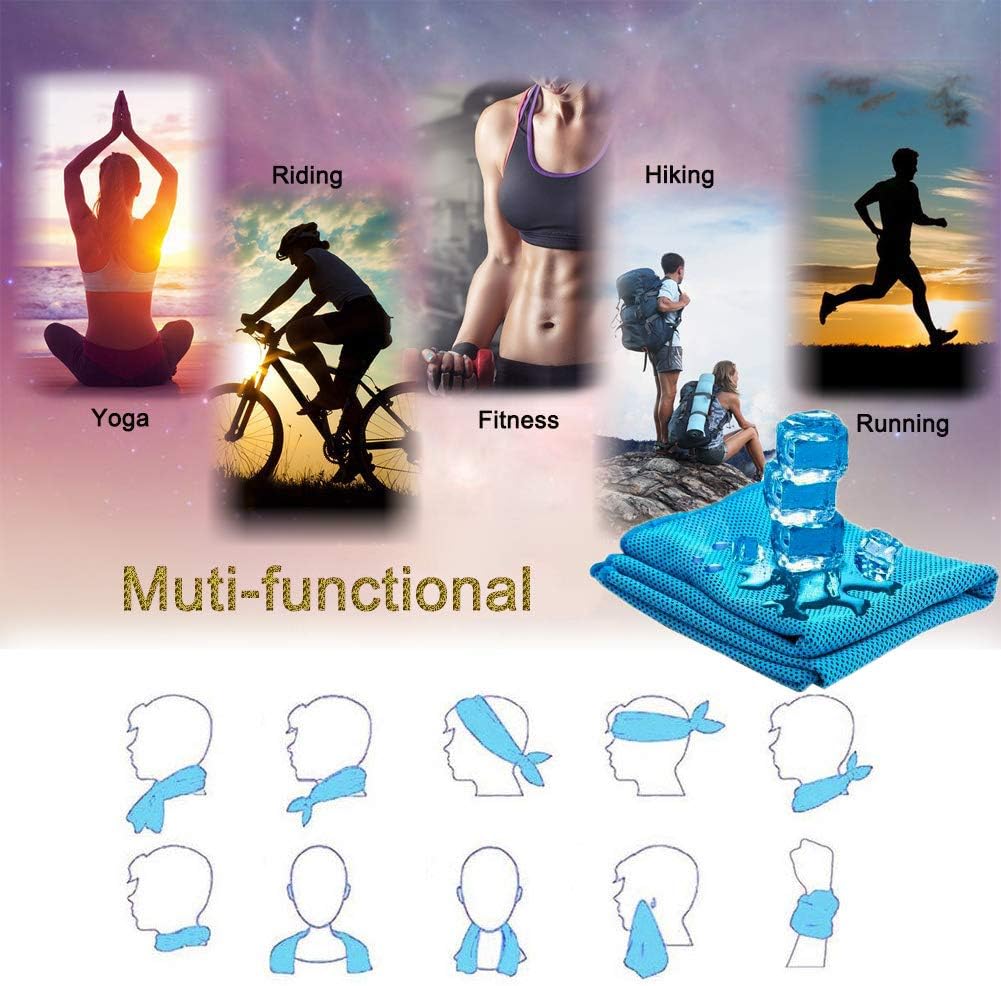 YQXCC 4 Pack Cooling Towels | 40"x12" | Cool for Neck and Face | Microfiber Soft Breathable Chilly | for Yoga, Sport, Golf, Gym, Camping, Running & More Activities