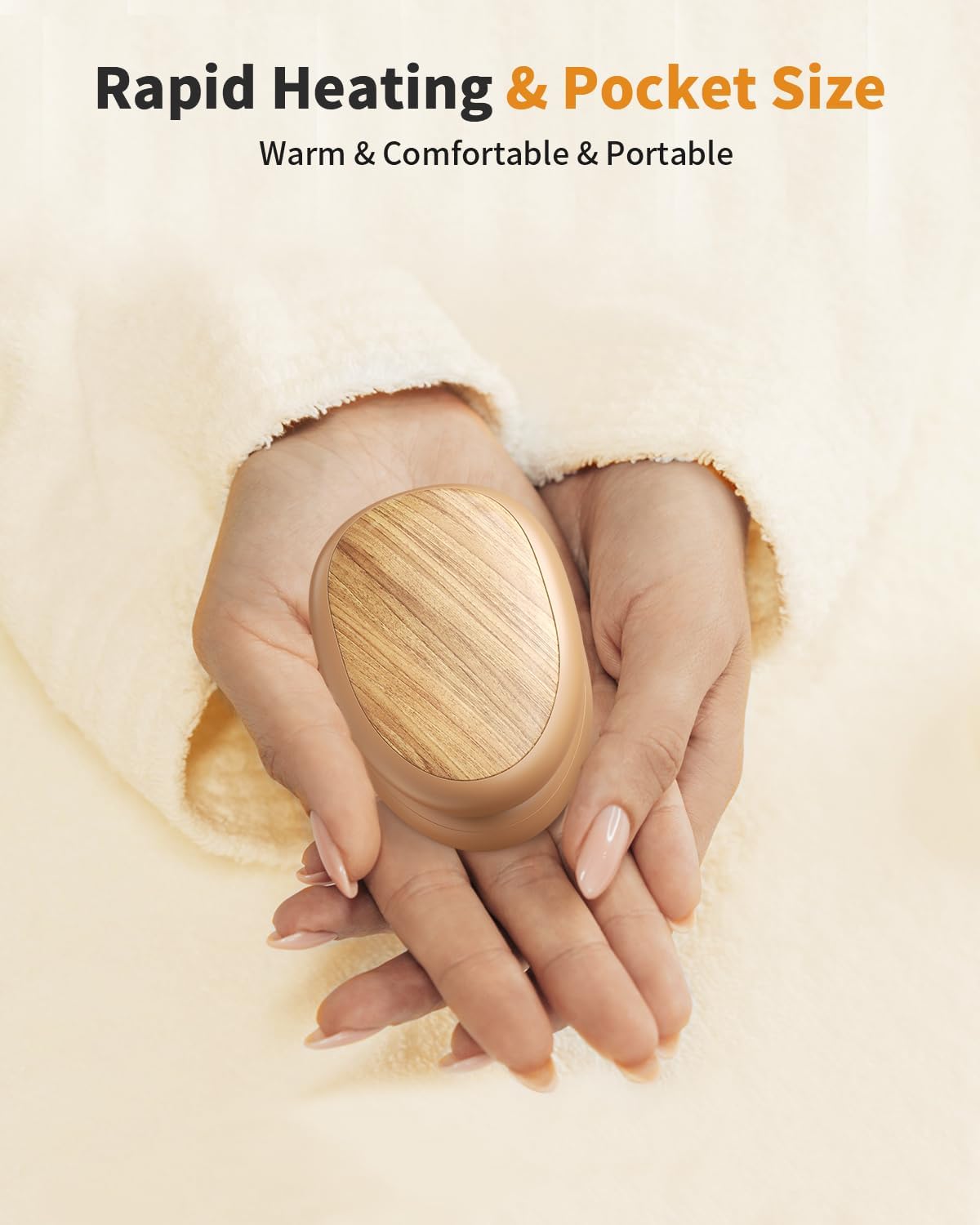 Hand Warmers Rechargeable 2 Pack, AI Temperature Control Electric Handwarmers, Stone Shape Portable Pocket Heater, Great Gift for Christmas Hunting, Golf, Camping Black