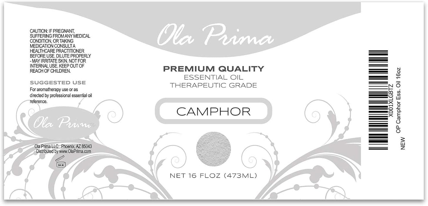 Ola Prima Camphor Essential Oil for Aromatherapy, Diffuser, Freshener (16 oz Bulk)