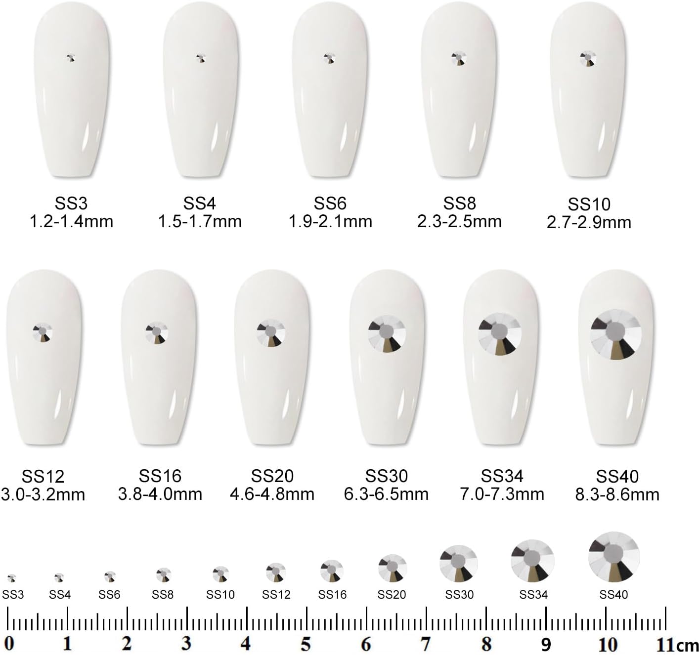 3000 PCS SS8 Flatback Rhinestones,12-Facet Diamond-Cut Glass Gems for Nail Art,Clothing,DIY Crafts,Glue-On Decoration Stones with Silver Backing,Silver Hematite