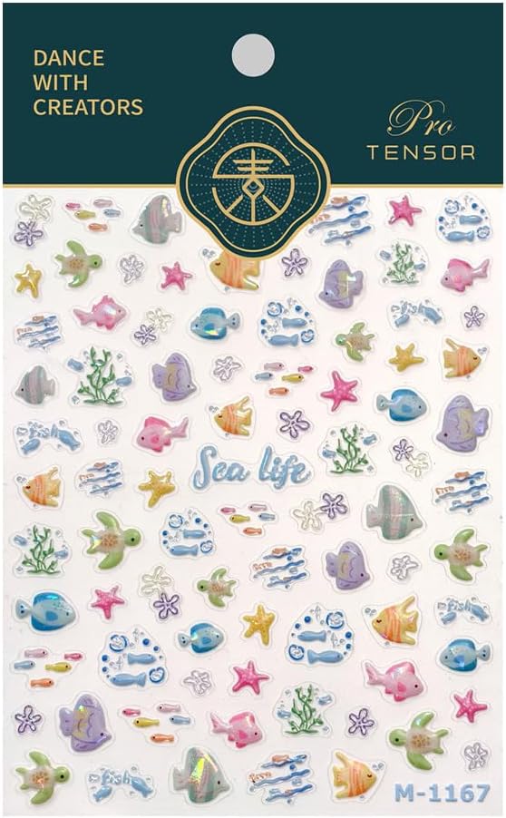 Fish Nail Stickers for Nails Art Ocean Nail Art Decals Colorful Nails Art Stickers Self Adhesive Cute Nails Charms for Women Girls Kid Manicure DIY Decoration