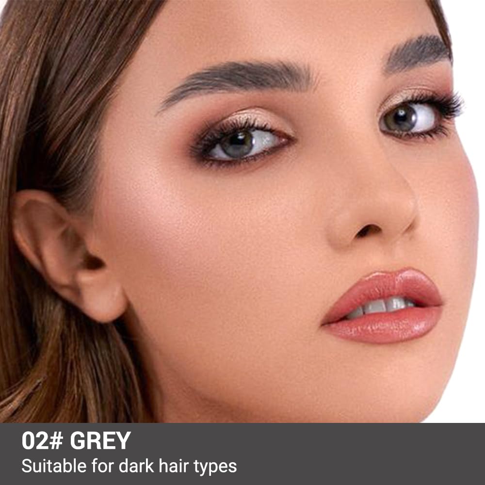 5 Pcs Waterproof Dual-Sided Fine Tip Eye Brow Pencils Pack,Ultra-Fine Mechanical Precise Pencil,Draws Tiny Brow Hairs, Defines, Fills Eyebrows, Shapes, Contours, Combs,1mm Pen Point(Pack of 5)-Gray