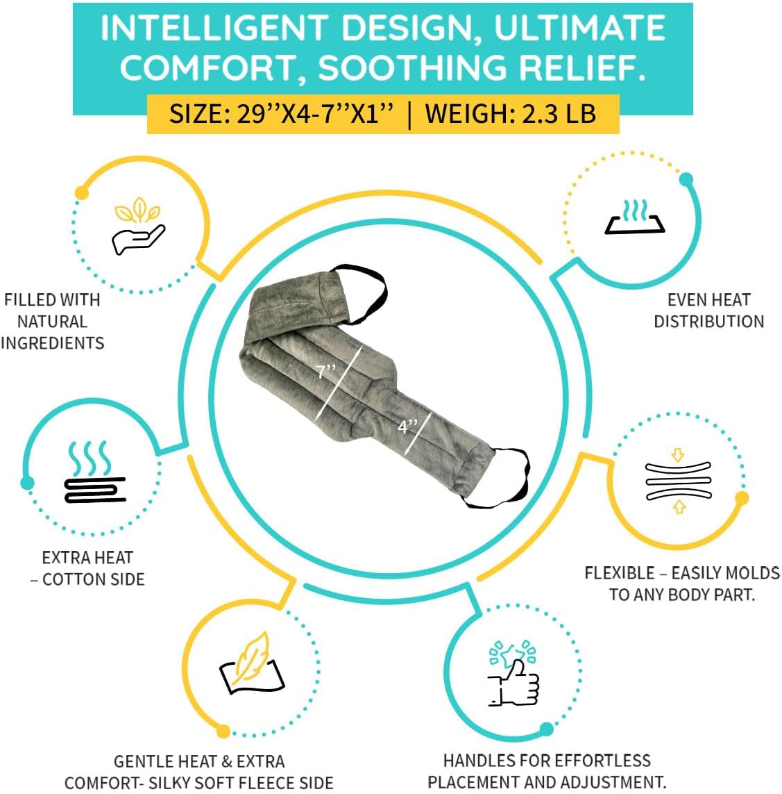 Microwavable Heating Pads for Neck Pain Relief, Back Pain, Shoulder Pain Relief - Microwave Heating Pad for Cramps and Muscle Relief, Hands- Free Heat Pack for Tense Muscle - 3 Packs