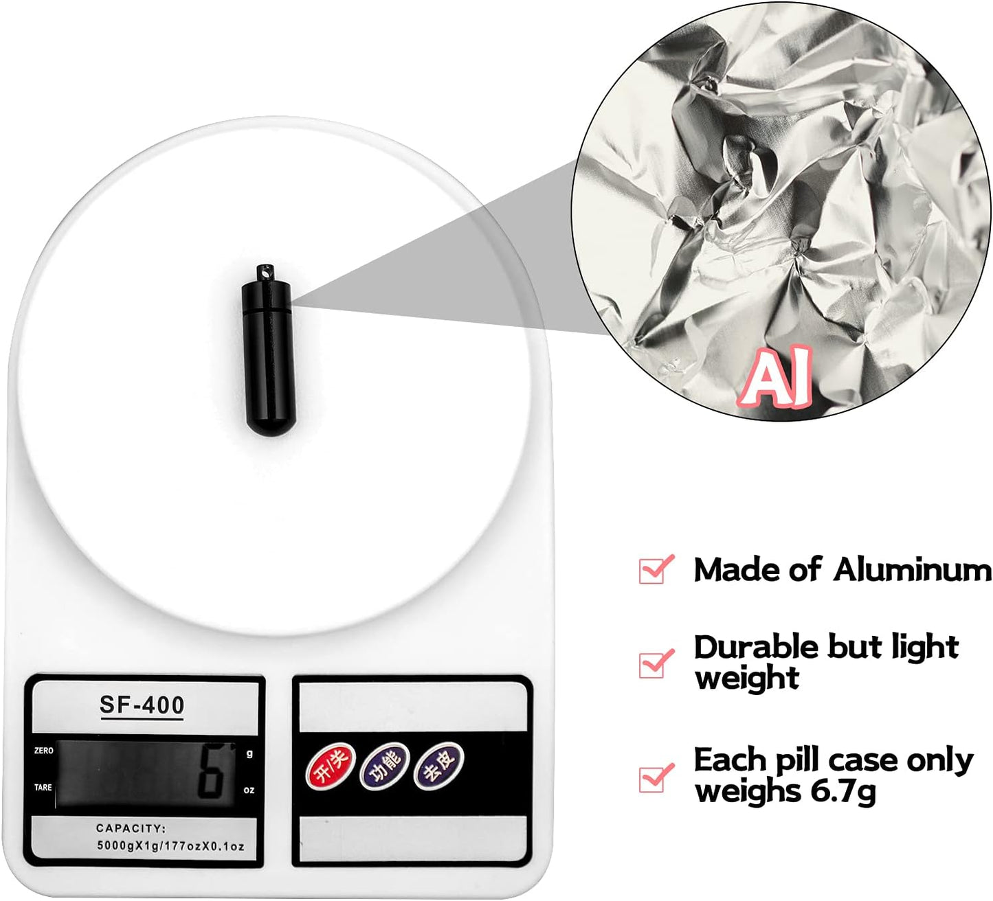 Patelai 12 Pcs Portable Keychain Pill Holder Mini Pocket Pill Case for Men Women Aluminum Geocache Containers Waterproof Metal Medicine Bottle Organizer for Outdoor Camping Travel(Black)