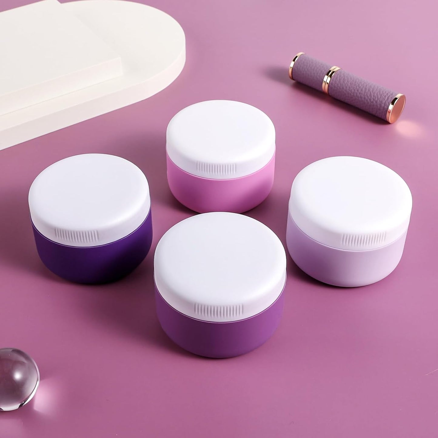 Travel Containers for Toiletries, Silicone Cream Jars BPA-Free, Leak-proof 1.35oz Travel Size Containers, Portable Size Silicone Jars with Lid for Cosmetic Face Hand Body Cream (4 Pack)