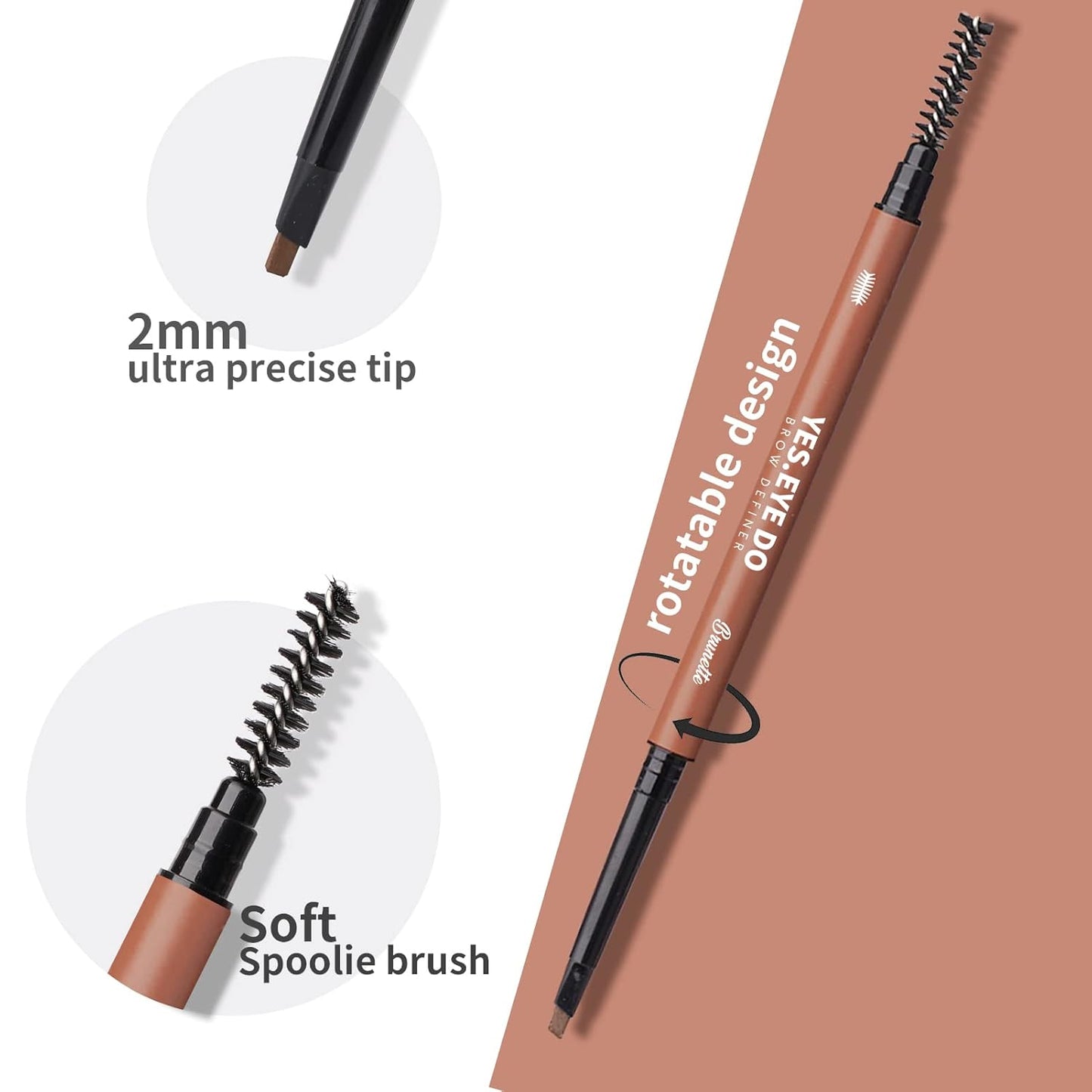 Dark Brown Eyebrow Pencils, Mechanical Brow Pen, Automatic Dual-sided Microfilling Eye Brow Makeup Pen for Brows Precise Defining Filling Sculpting, Longlasting Water-restistant,Chocolate YES.EYE DO