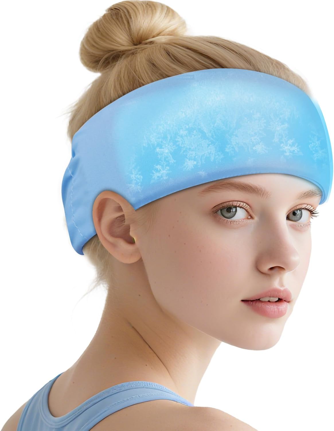 NEWGO Migraine Relief Cooling Headband with Washable Cover, Stylish Cold Head Wrap Forehead Ice Pack for Headaches, Hot Weather, Tension, Hangover
