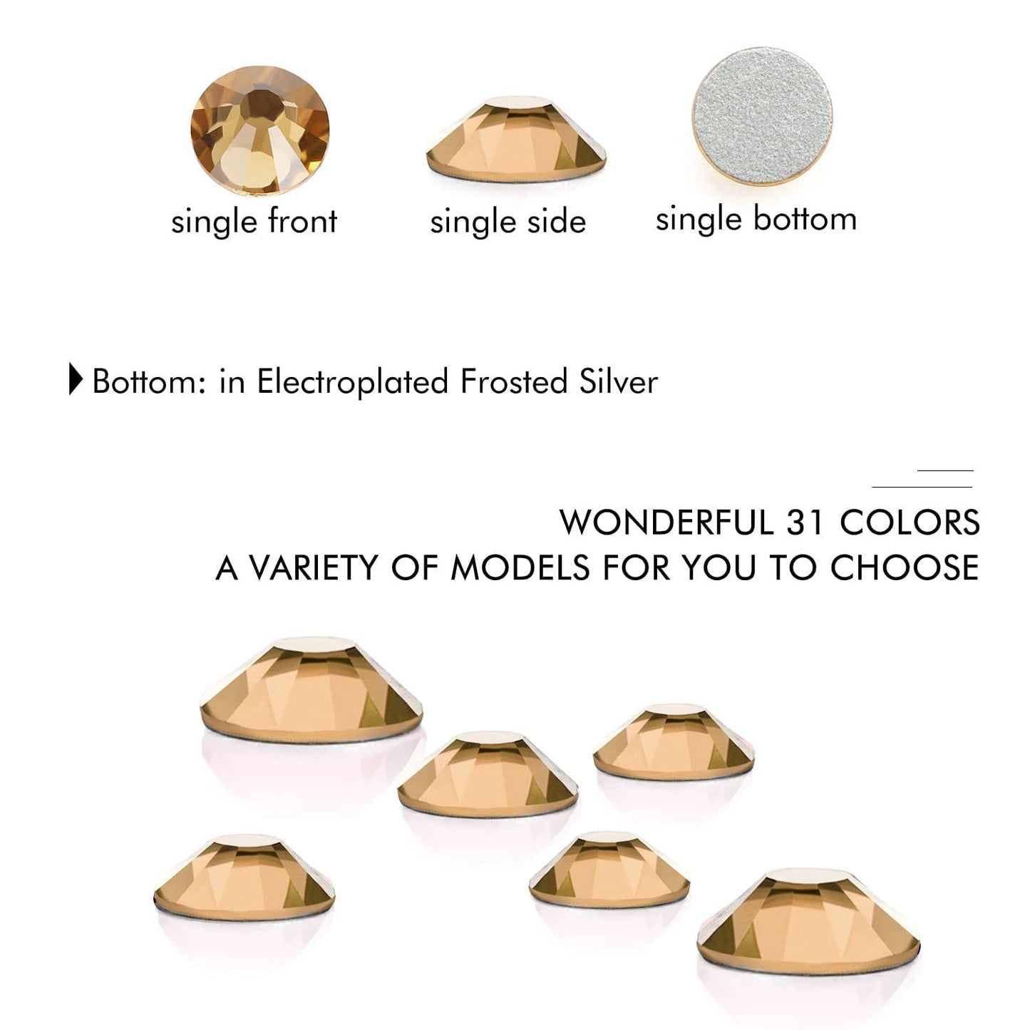 3000Pcs Champagne Crystal Rhinestones,Glass Flatback Rhinestones Mini Gemstones for Nail Face Makeup Art Crafts Clothes Decoration -(SS8,2.4mm,Champagne)