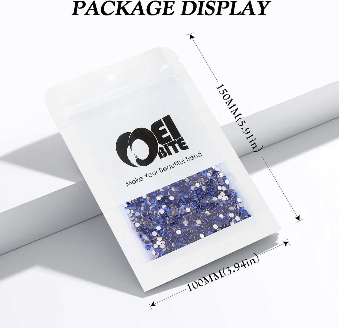 Sapphire Flatback Rhinestones, Glass Rhinestones for Nail Art and Craft, Glue Fix, Loose Crystal Gemstones(Blue, SS4, 2880pcs, 1.5-1.7mm)