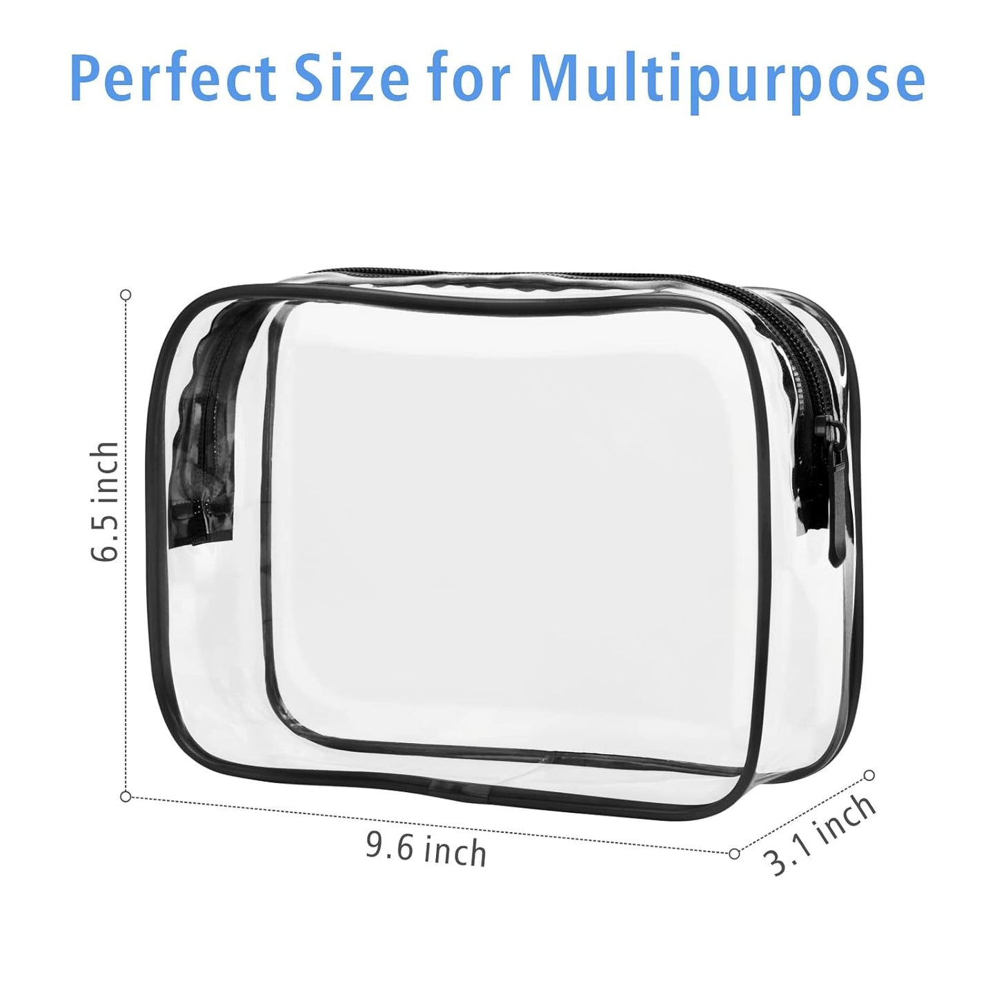 PACKISM Clear Makeup Bags - 3 Pack Clear Travel Bags for Toiletries for Women, Cosmetic Bags Carry on Toiletry Travel Essentials, Black Large