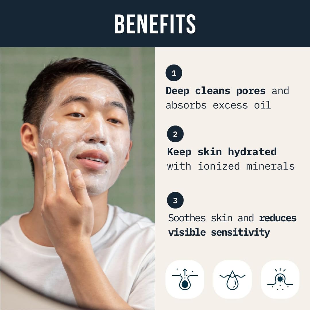 Cardon Men's Deep Pore Cleaning Clay Face Wash, 4x Better Than Charcoal, Oily, Acne-Prone Skin | Korean Premium Skin Care | Remove Face Oil & Dirt, (1 CT)