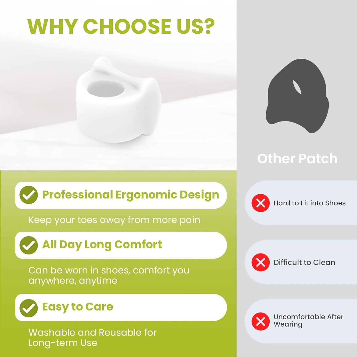 Bukihome Gel Toe Separators for Women -10 Pack Toe Spacers for Overlapping Toes, Bunions, Big Toe Alignment, Bunion Relief - Soft Silicone Toe Corrector for Men (Medium Size)