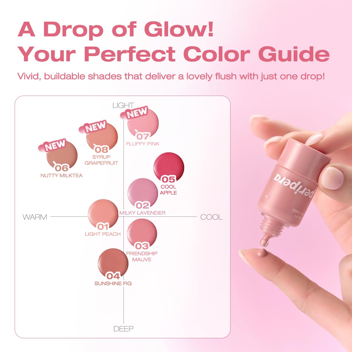 PERIPERA SYRUPY TOK CHEEK 5 Colors, Liquid Blush, Dewy Finish and Hydrates All day, Soft Velvet Texture Face Cheek Tint (04 SUNSHINE FIG, One Size)