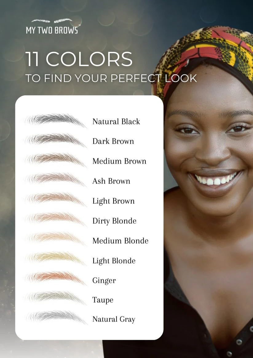 (10 pairs) Natural Grey Temporary Eyebrow Tattoo - Extra Large Size - Waterproof & Smudgeproof - Classy Curve Style Eyebrow Stickers - Sheet Lasts up to 30 Days - Won't Work on Existing Brows