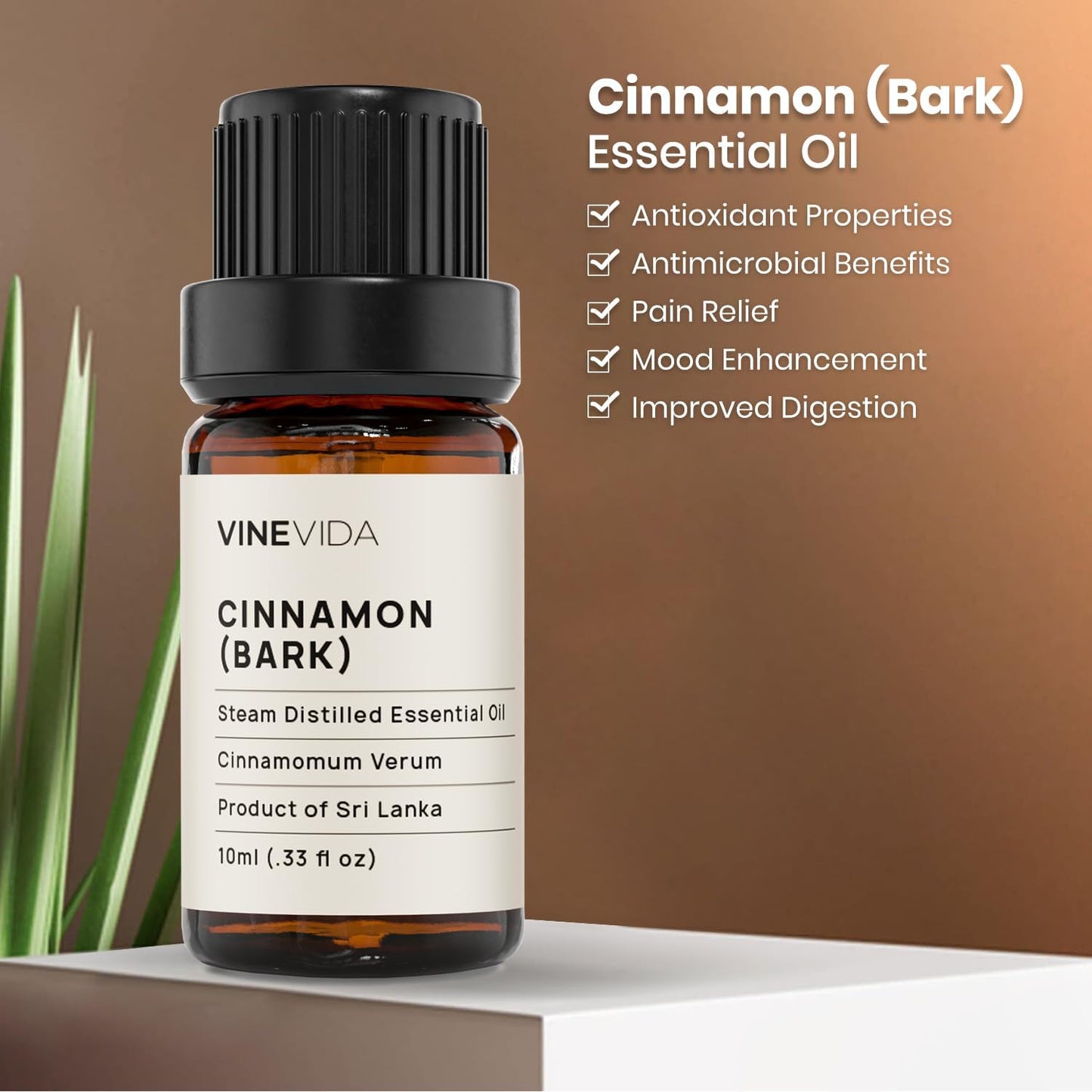 VINEVIDA Cinnamon Bark Essential Oil - Undiluted Cinnamon Oil - Candle Oil Scent - DIY Candle Scents - 10 mL for Soap Making & Skin Safe