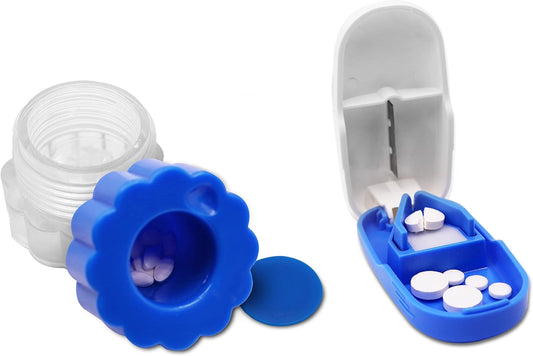 KMINA - Pill Cutter and Crusher Combo (Pack), Small or Large Pills, Grinders for Tablets