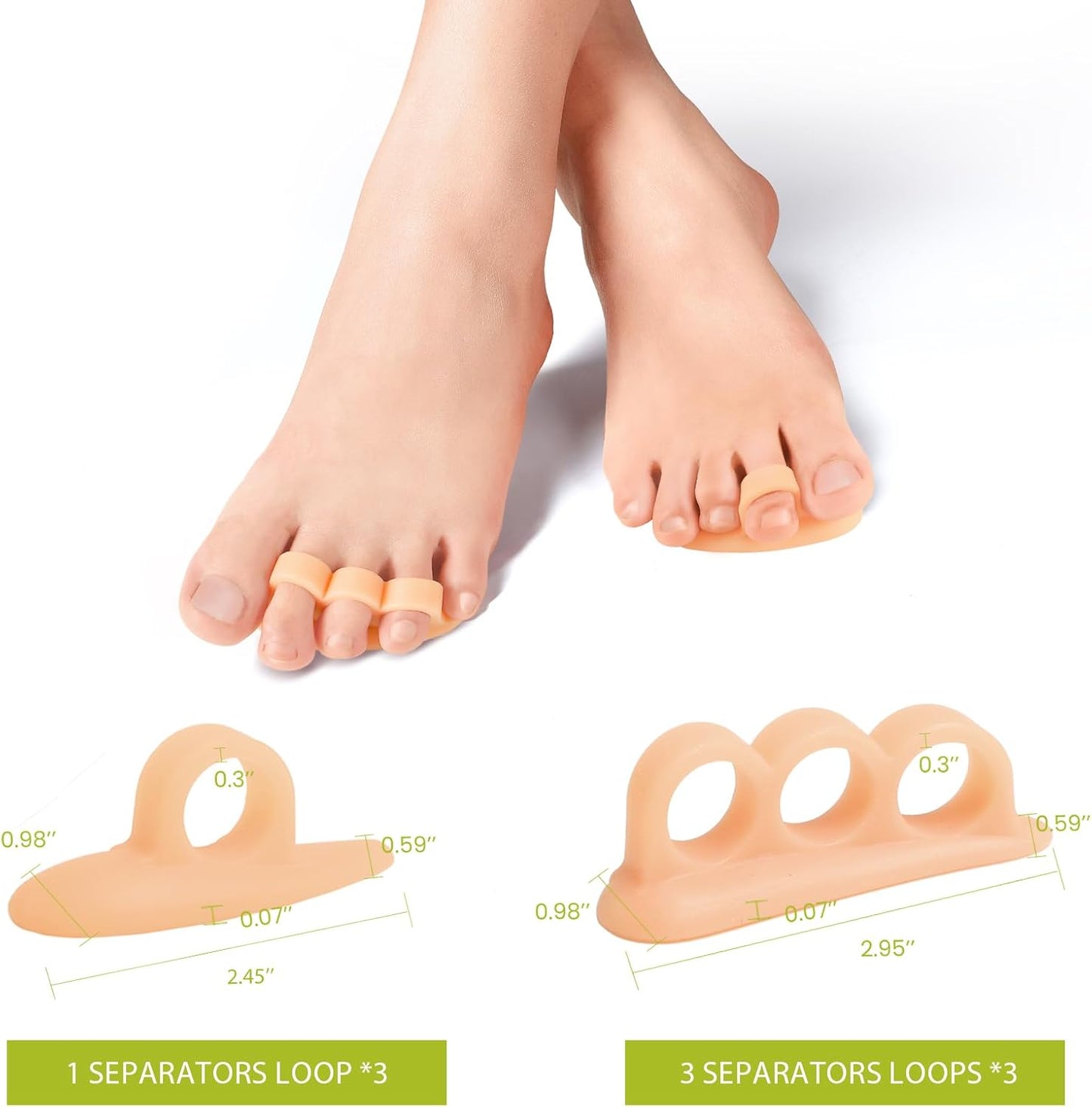 Bukihome Hammertoe Corrector Gel Toe Straighteners - 12 pcs Support Crest for Women & Men - Realign Bent, Crooked, Curled, Claw, Hammer Toes - Beige,Multi-Size