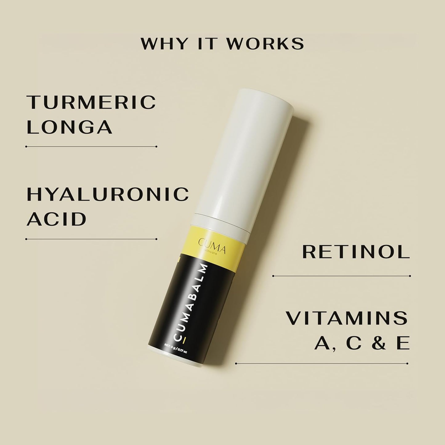 CumaBalm™ – Eye Balm with Turmeric and Retinol for Puffy Eyes & Dark Circles – Vegan