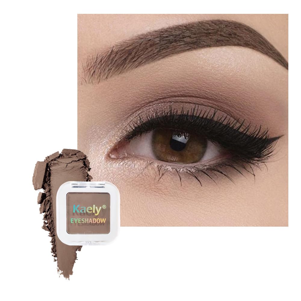 Kaely Pressed Single Eyeshadow Makeup, Cocoa Brown Matte Highly Pigmented Monochrome Eye Shadow Palette, Waterproof Neutral Powder Mini Eyeshadow, sombras para ojos, Lightweight Blendable, 18
