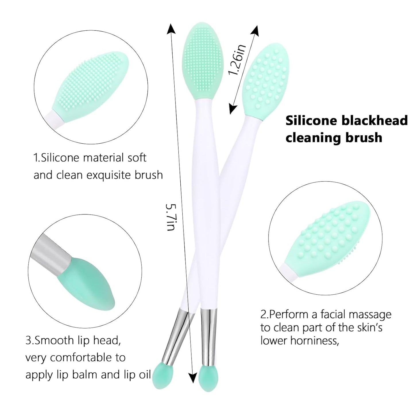 Silicone Face Scrubber, 1pcs Exfoliating Lip Brush, 1pcs Cleansing Brush,2pcs Face Mask Exfoliator Blackhead Skin Care Tool