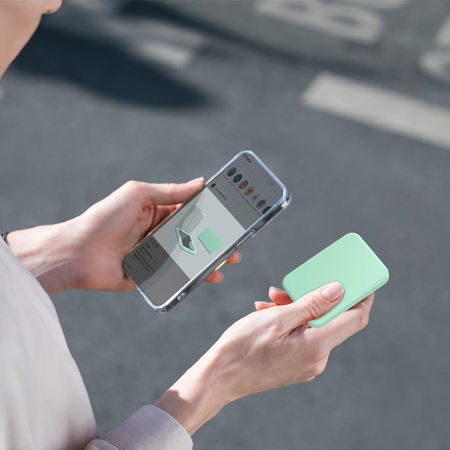 Kintion 2025 Pocket Mirror, Rechargeable Dimmable 3 Color Lighting 1X/3X LED Compact Travel Makeup Mirror for Purse, Portable, Folding, Handheld, Small Lighted Mirror for Women Gift, Cyan